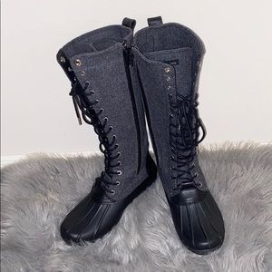 MK Black Lace up Rain Boots